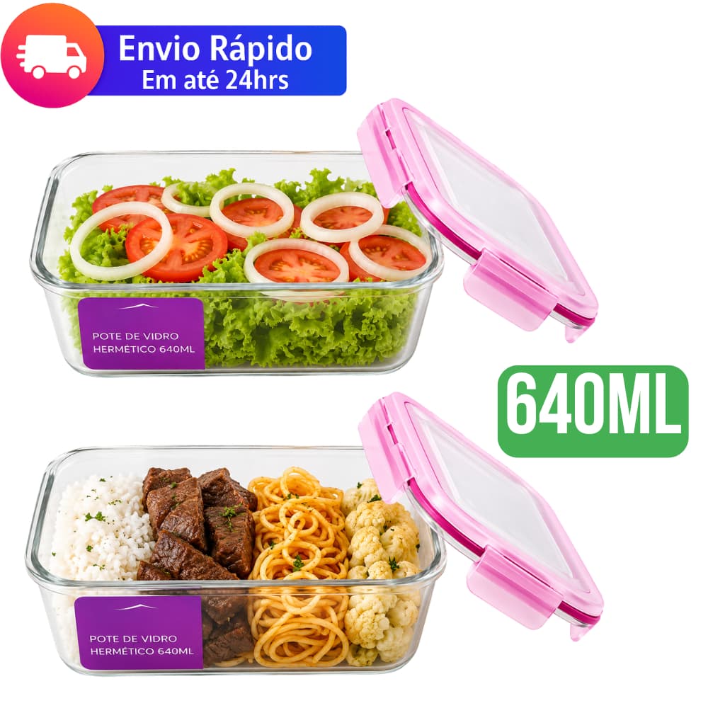 Conjunto *2 Pote de Vidro* Tampa Hermética Vidro Resistente Marmita Serviço Cozinha Armazenamento