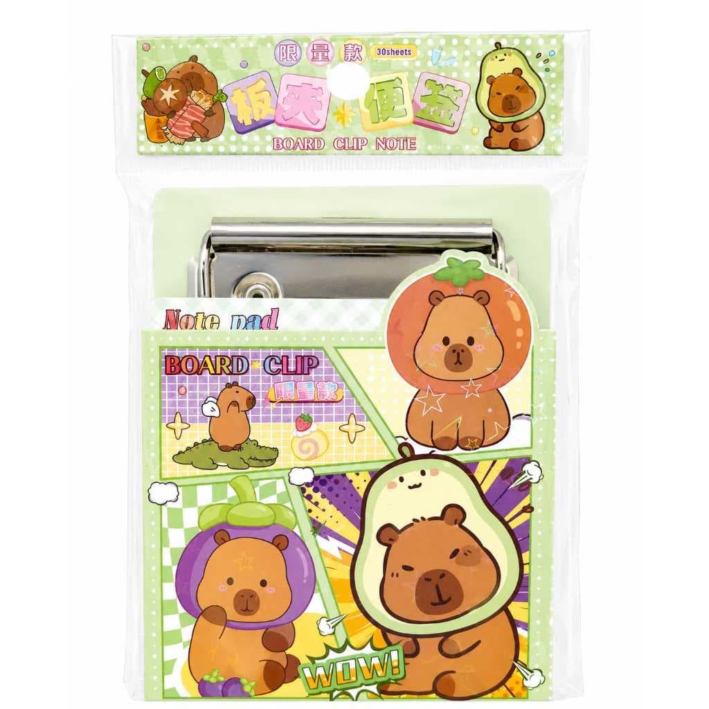 Prancheta com Bloco de Notas Kawaii Ursinho | Board Clip Note com Prendedor Metálico