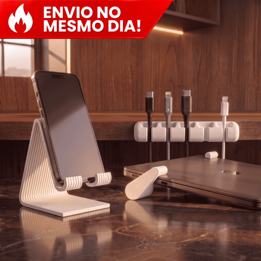 Kit Completo Suporte Para Celular Notebook ou Tablet Portátil Apoio de Mesa Moderno para Carregamento Universal