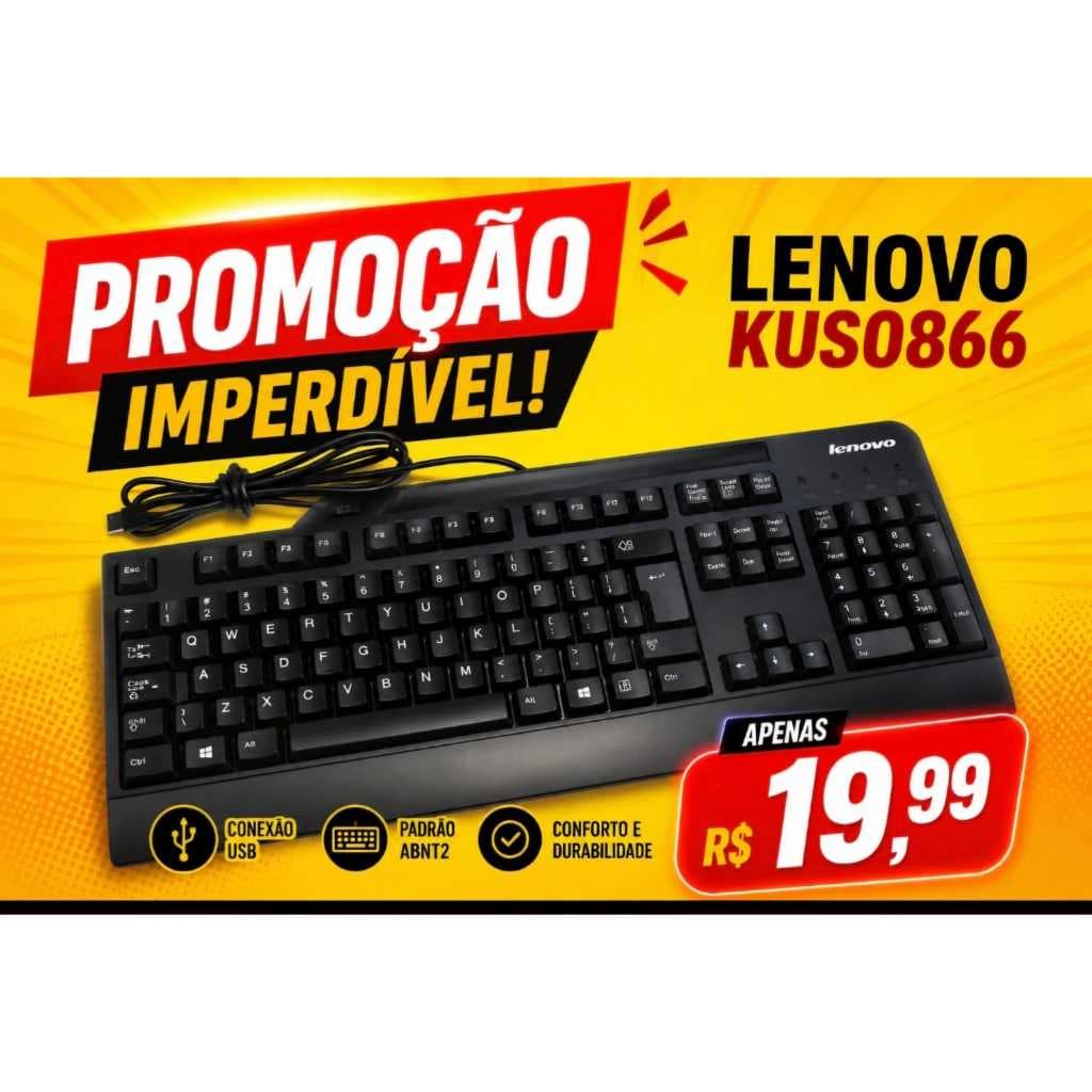 Teclado USB LENOVO KUS0866 semi-novo ÓTIMO PARA DIGITAÇÃO