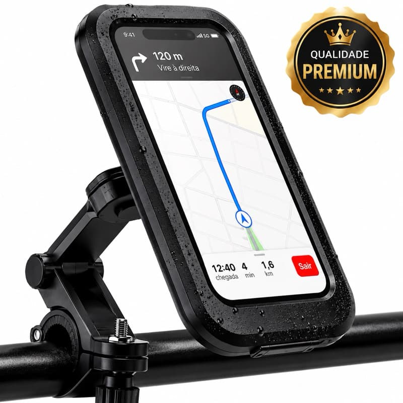 Suporte Celular Moto Bike Bicicleta À Prova D'Água Magnetica GPS 360° Universal Preto Para Todos os Celulares
