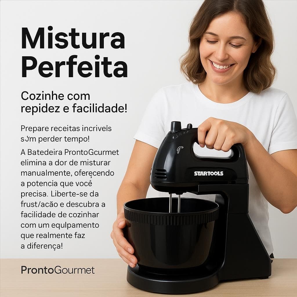 Batedeira Portátil 220V Misturador Elétrico 2 Litros Preto