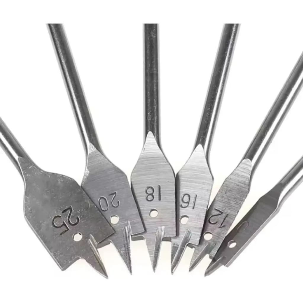 Jogo Com 6 Brocas Chatas Para Madeira Tamanhos 10 A 25mm