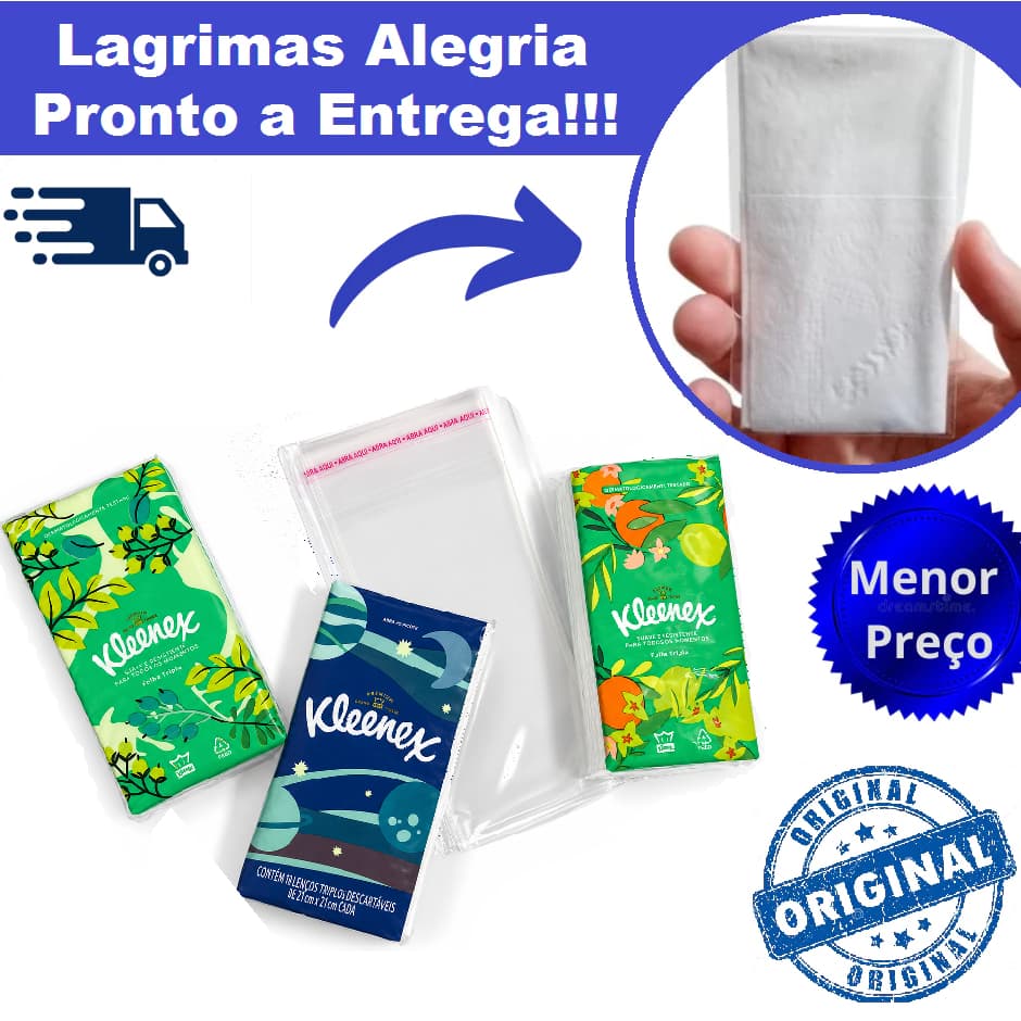 Lenços Lágrimas De Alegria Para Casamento (Saquinhos + Lenços Kleenex) ENVIO RÁPIDO
