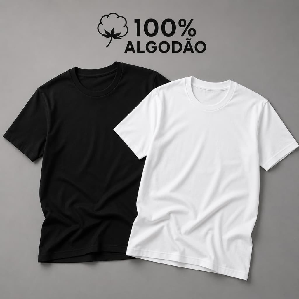 Kit 2 Camisa masculina Algodão, Gola Careca, Manga Curta Malha Macia com Costura Reforçada Blusa masculina