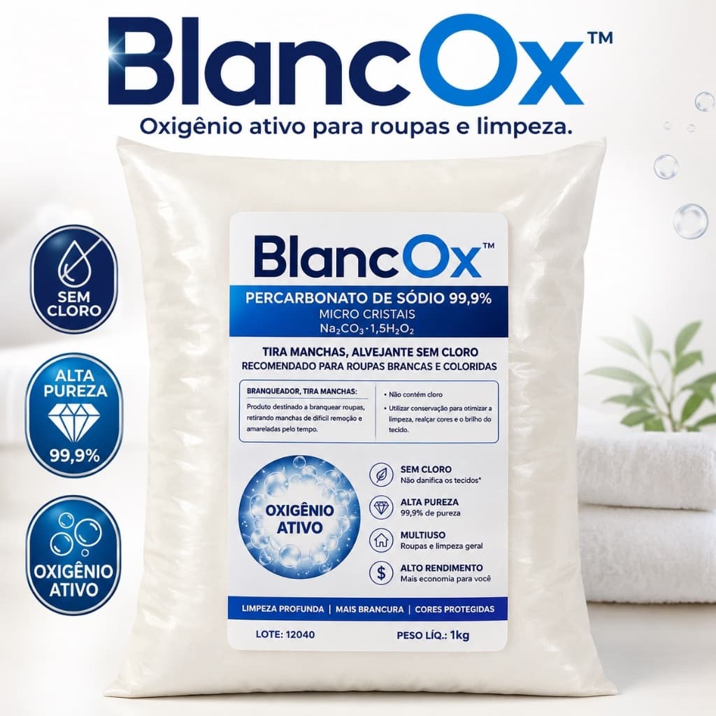 Percarbonato de Sódio 1kg 99,9% Tira Manchas Alvejante Sem Cloro Clareador de Roupas Limpeza Geral