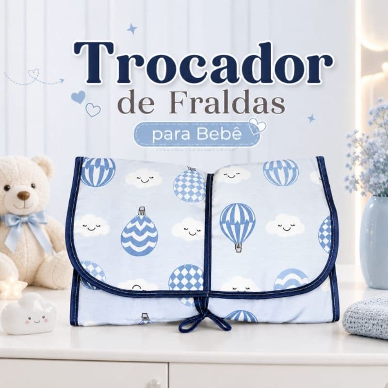 Trocador de fralda impermeável portátil | compacto higiênico com bolso organizador | várias estampas