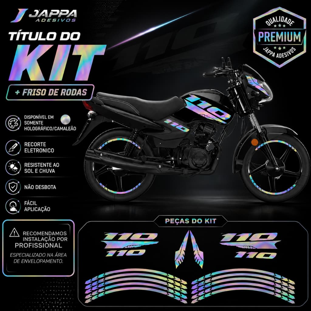 Kit Adesivos MOTTU TSV 110 + Frisos de rodas Edição Especial Mod1