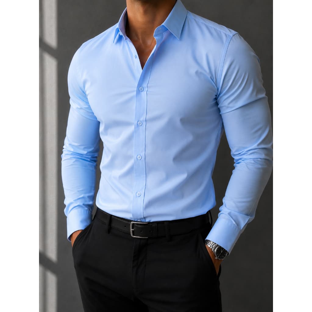 Camisa Social Masculina Manga Longa Spandex