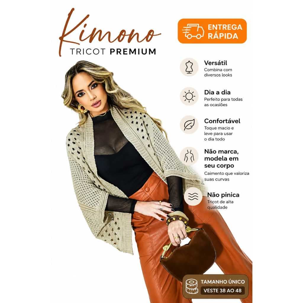 KIMONO CAPA TRICOT CASACO CROCHE CARDIGAN INVERNO FEMININO RENDADO  MODA ELEGANTE PREMIUM  PLUS SIZE