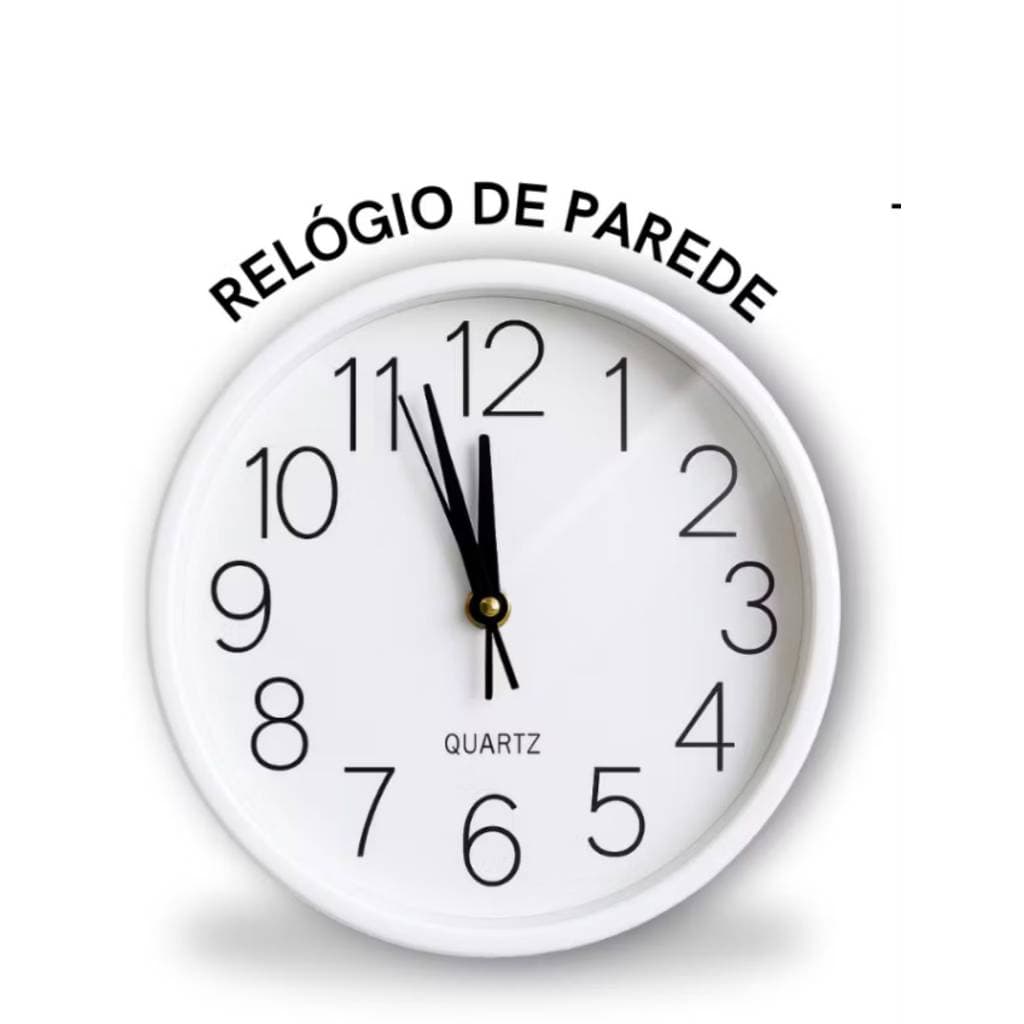 Relógio Redondo de Parede Quartz Branco