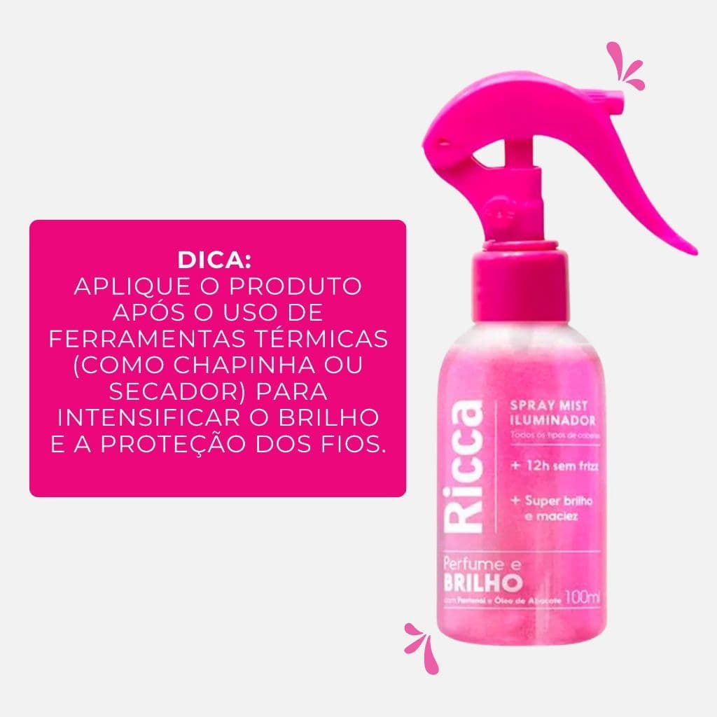 Ricca Spray Iluminador Capilar 100ml - Brilho Intenso e Controle de Frizz