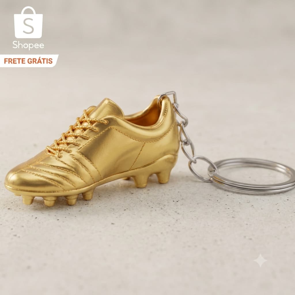 Kit Chaveiro de Chuteira Dourado Kit Lembrancinha de Aniversário Menino 10 e 15 pçs
