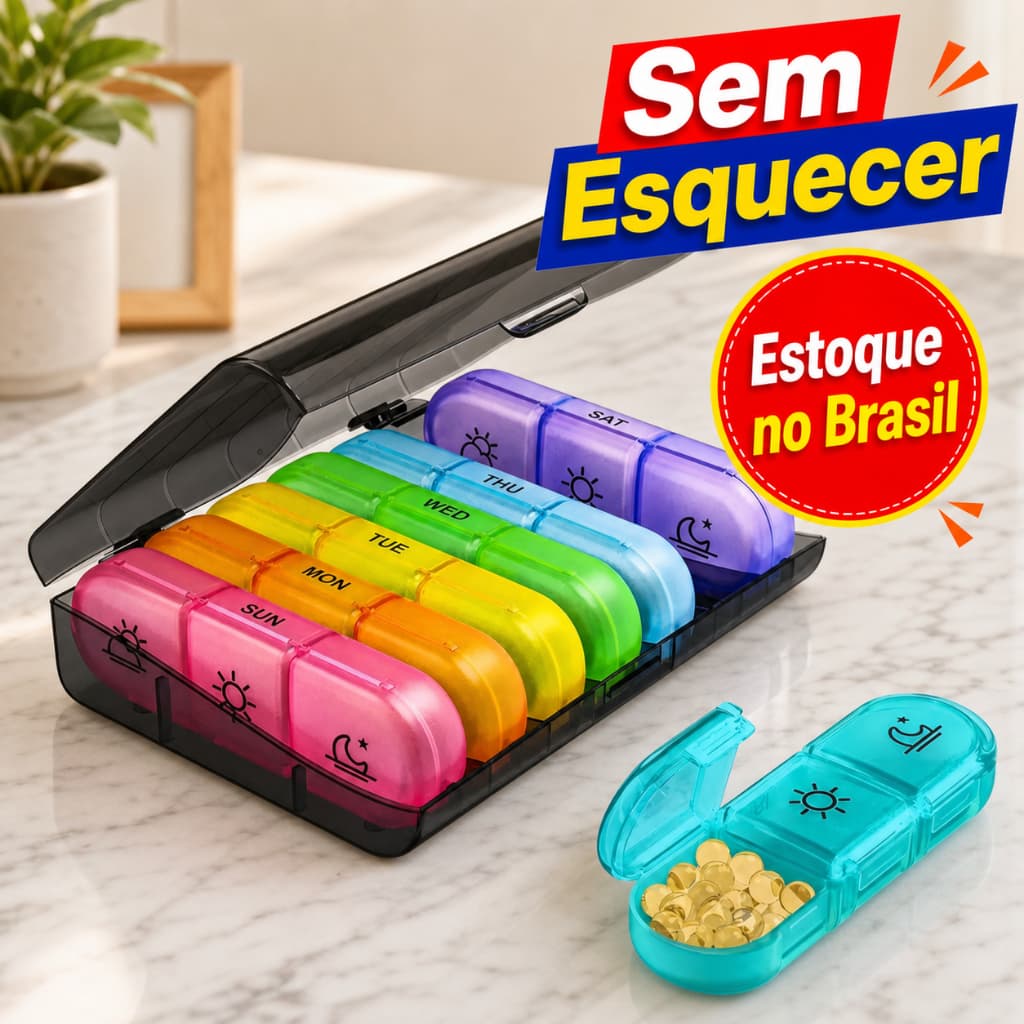 Caixa de Remédio Semanal 7 Dias 3 Compartimentos Manhã Tarde Noite Portátil Organizador de Pílulas Viagem