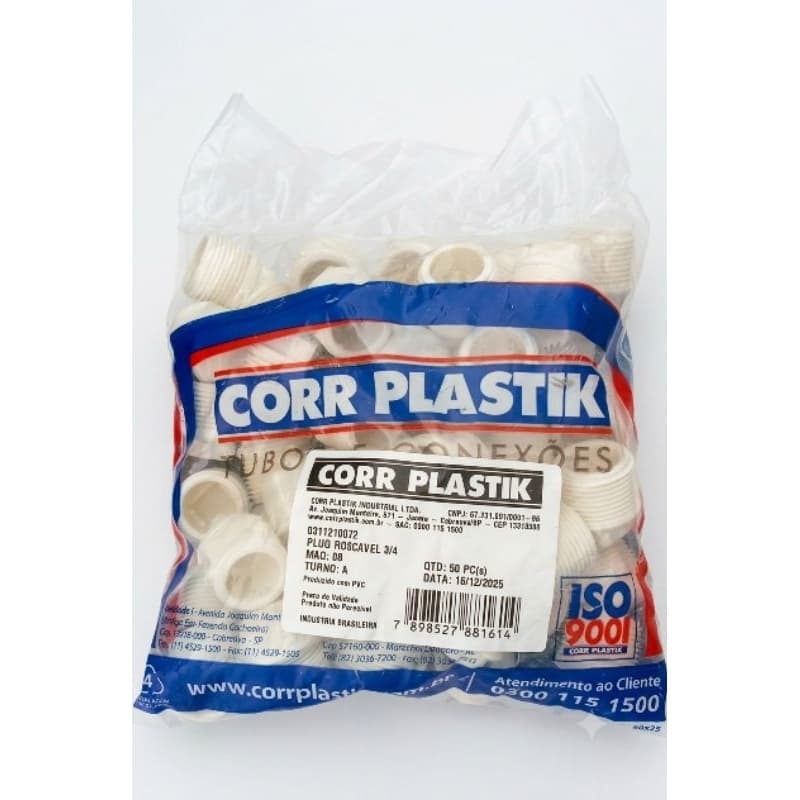 Plug roscavel 3/4 (25mm) pacote com 50 UND