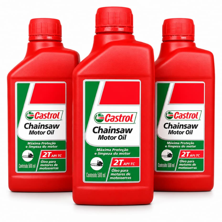 Kit 03 Unidades Óleo Castrol Chainsaw Motores 2 Tempos Motosserras Roçadeiras Soprador 500ml