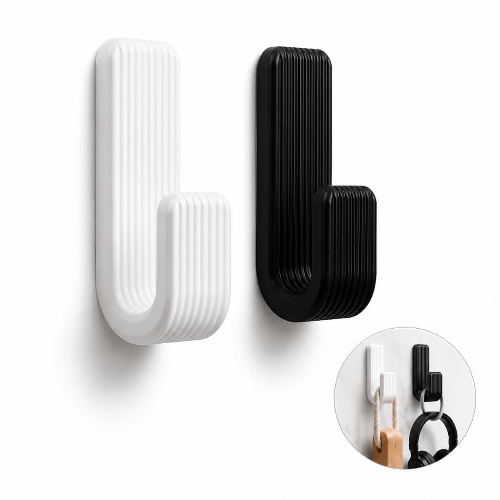 Kit 2 Ganchos Adesivos Multiuso para Banheiro e Cozinha | Suporte Sem Furos