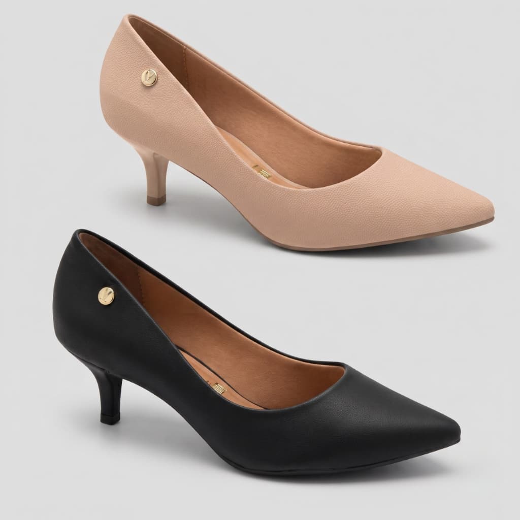 Sapato Scarpin Feminino Vizzano Salto Baixo 5cm Fino Elegante Confortável