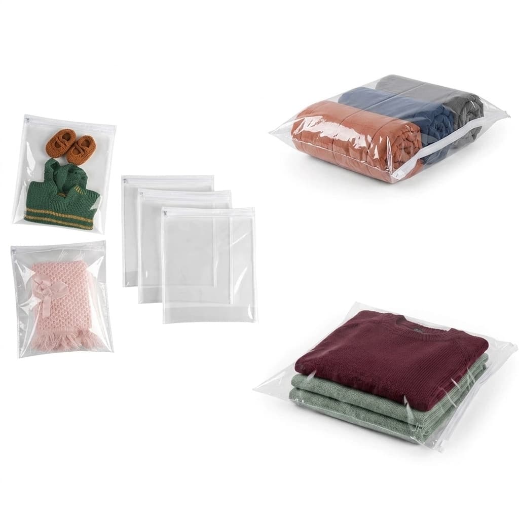Kit 5 Saquinhos Organizadores P M Com Zíper Multiuso Envelope Maternidade/Guarda Roupas/Mala De Viagem