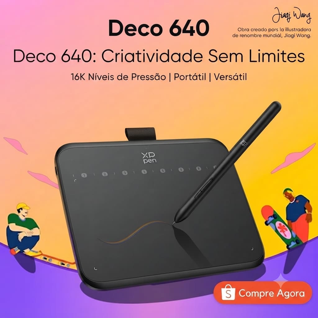 Mesa Digitalizadora XP-PEN Deco 640 Profissional 16K Compatível Android PC Mac Para Design Digital