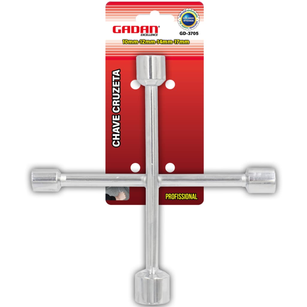 CHAVE CRUZETA 10-12-14-17MM -GADAN Chave De Roda Pequeno Cruzeta 4 Bocas Portátil Prático Resistene Profissional
