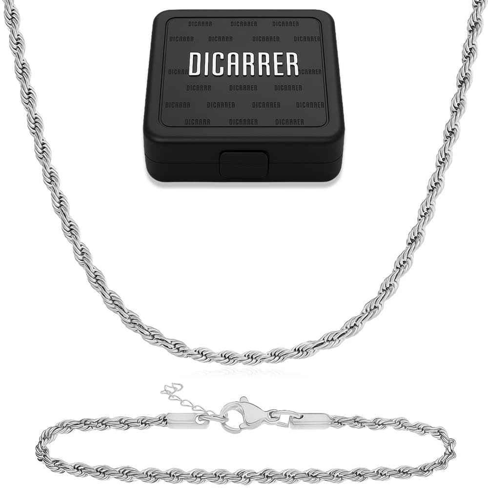 Conjunto Cordão Baiano 2.5mm Corrente e Pulseira  CNJ-1 Kit Aço Inox 316L