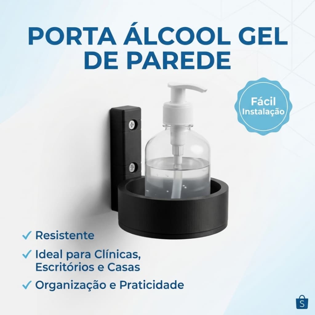 Porta Álcool Gel de Parede  Suporte Organizador para Banheiro Clínica e Escritório