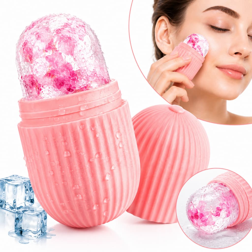 Massageador Facial Rolo de Gelo em Silicone Reutilizável para Skincare