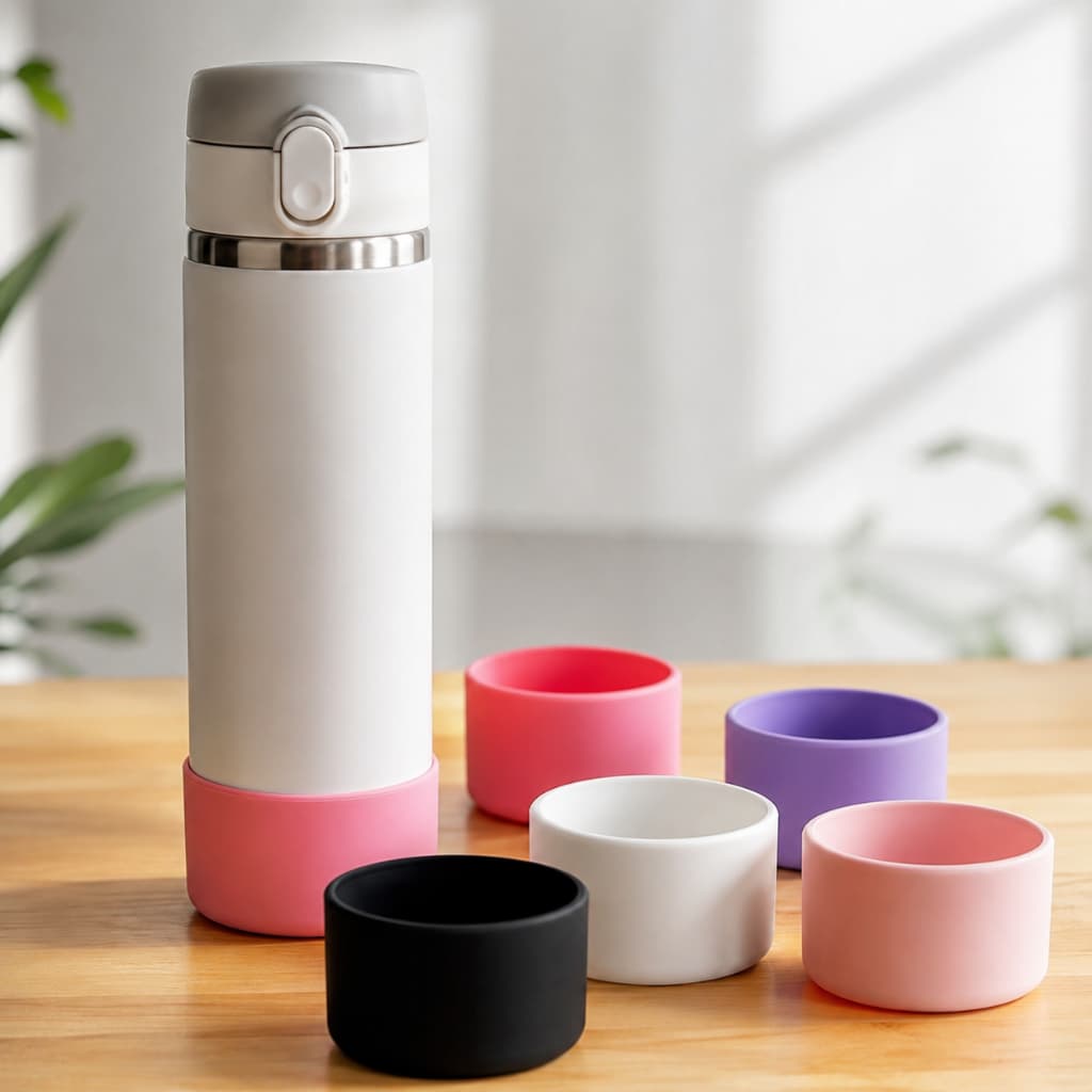 Bota Manga Protetor de Silicone  Garrafa Térmica Base  7,5 cm Emborrachada acessórios capa protetor fundo