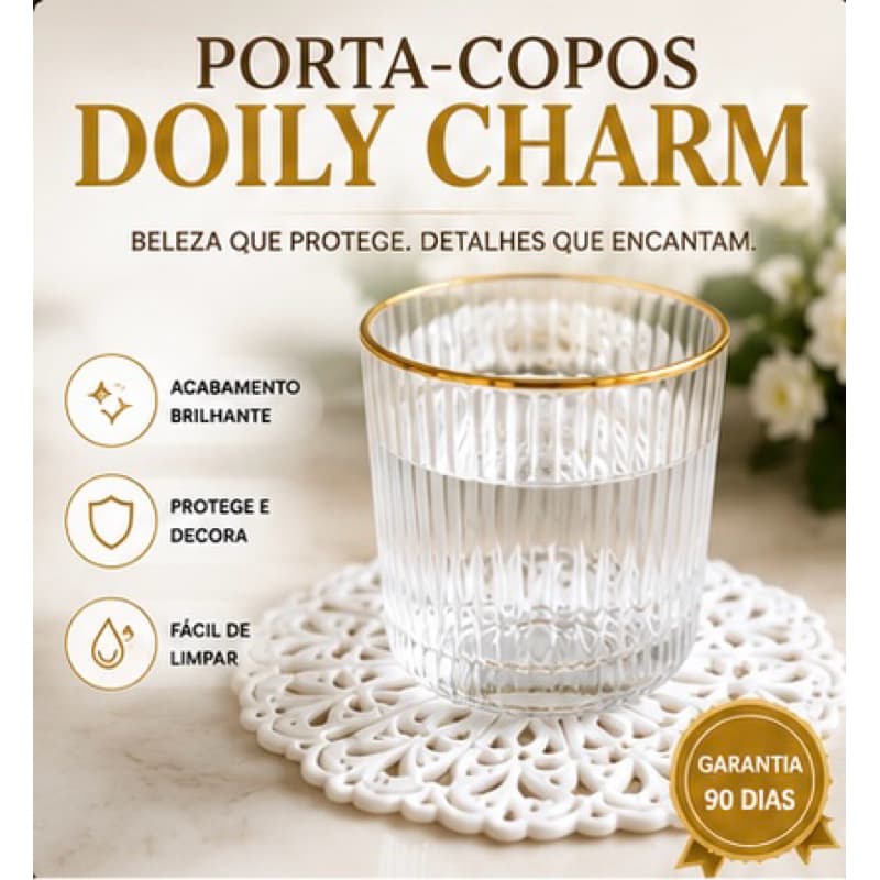Porta Copos Rendado Branco Premium | Kit 4 uni Decorativo Elegante Antiderrapante para Mesa