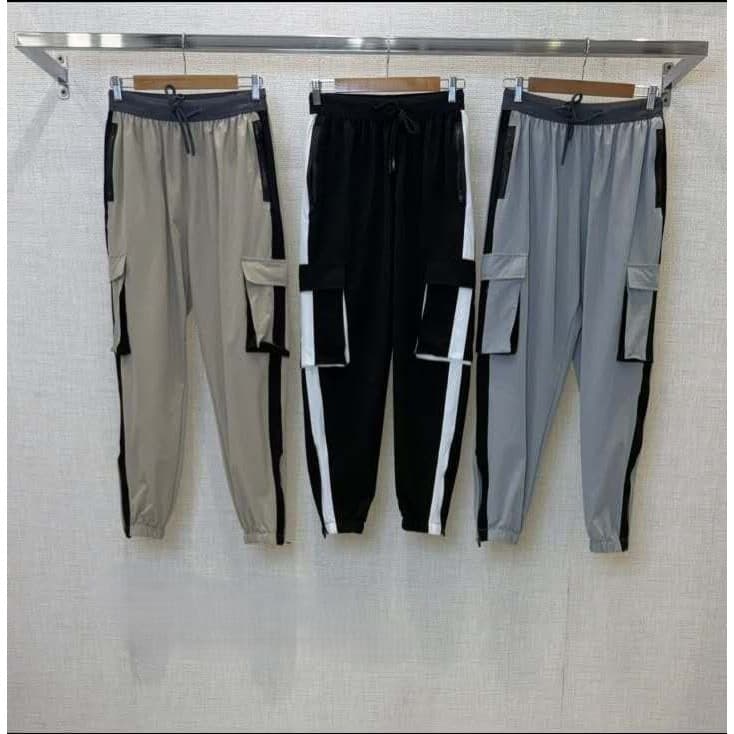 Running Homens Cintura Com Cordão Bolso Com Zíper Calças Cargo Esportivas Tecido importado de secagem rápida com estampa