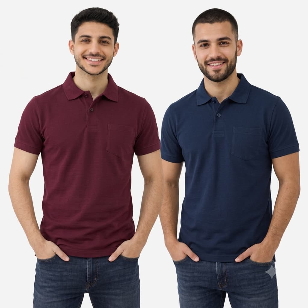 kit 2 Camisas Masculina Gola Polo Piquet com Bolso Casual