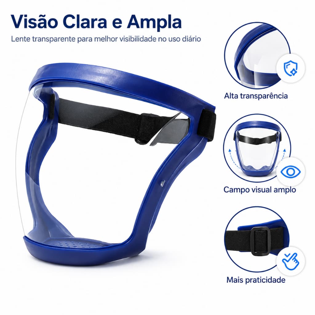 Viseira de proteção facial completa, antiembaçante, à prova de respingos e óculos de segurança transparentes ajustáveis
