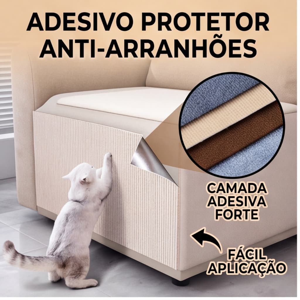 Adesivo Protetor Invisível para Móveis Contra Arranhos de Gato Compatível com Sofá, Cama e Tapete