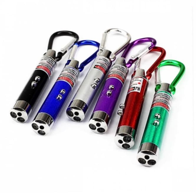 Caneta Laser 3 Em 1 Mini Lanterna Chaveiro