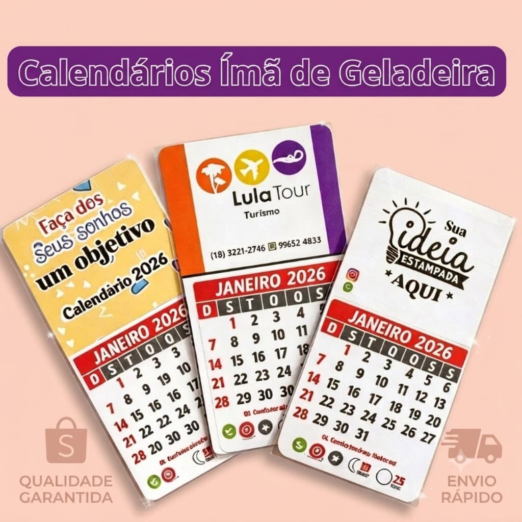 Calendário Imã De Geladeira 5x10 Personalizado Com Foto,Frase ou Logo-Presente Criativo