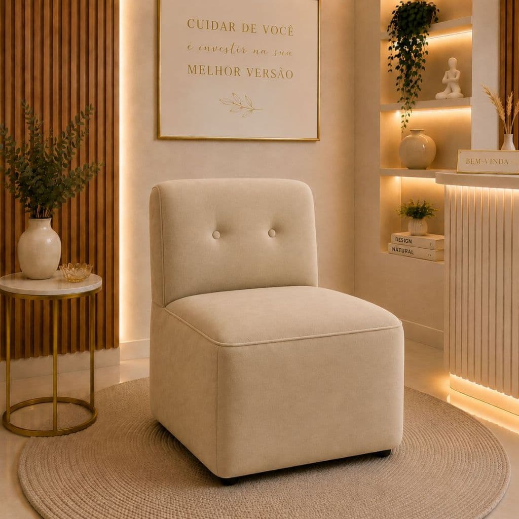 Poltrona Decorativa Orgânica Margô Em Suede Para Sala de Estar