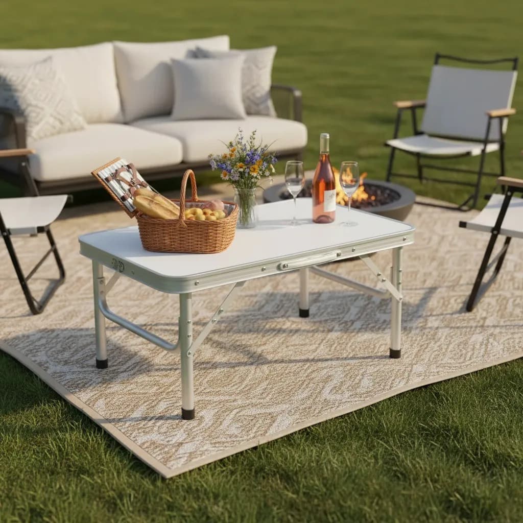 Mesa Dobrável Camping Piquenique Praia Altura Regulável 60x45cm