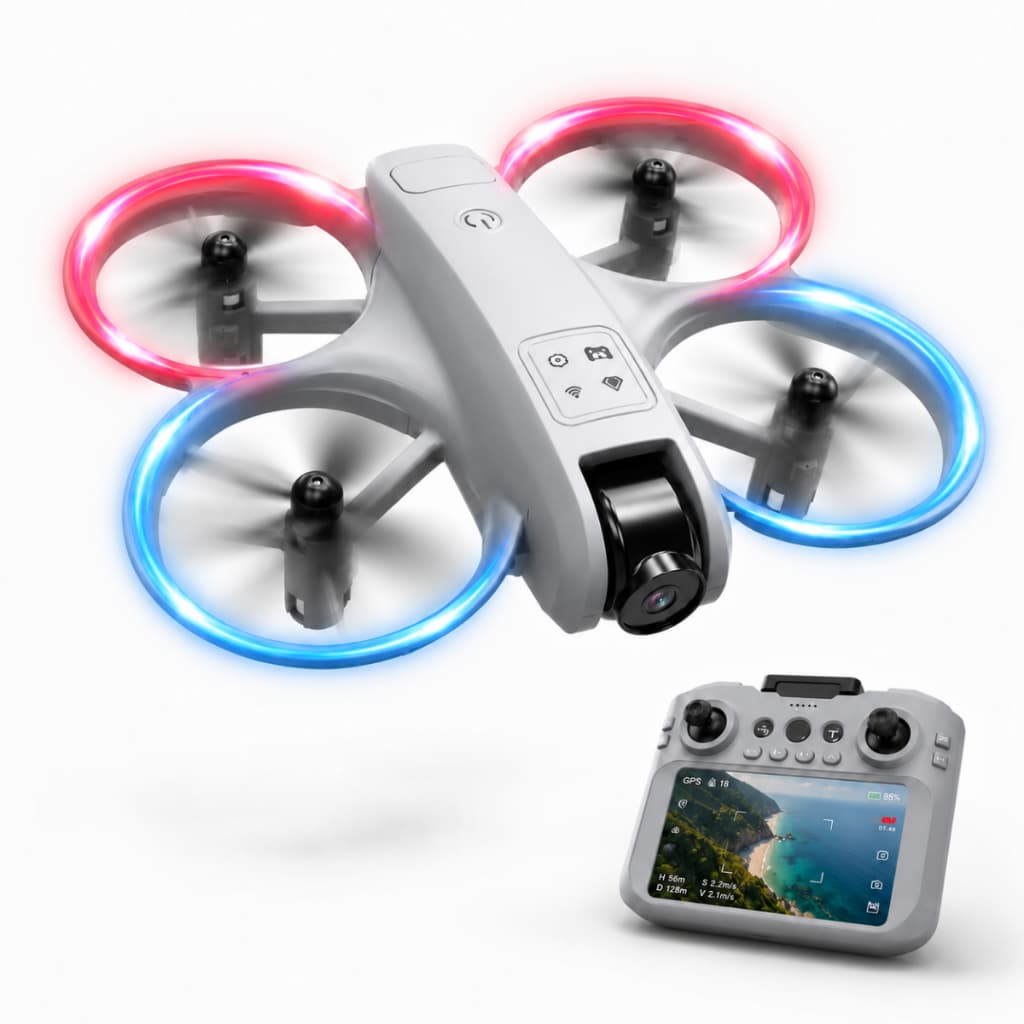 Drone K100 Max 4K HD FPV com Controle de Tela Retorno Automático e Estojo Inclusos Ideal para Iniciantes e Aventureiro