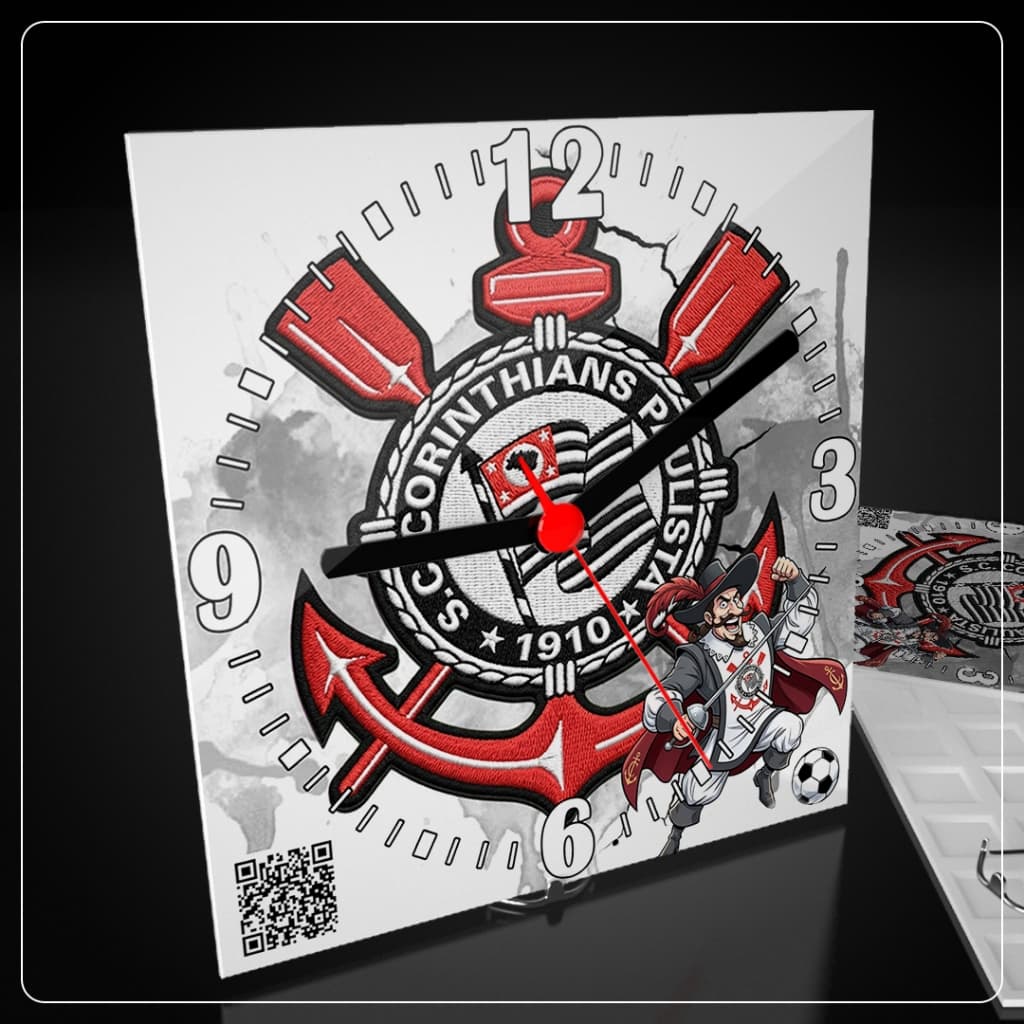 Relógio de Parede Time | Decoração Exclusiva para Torcedores | Presente Criativo