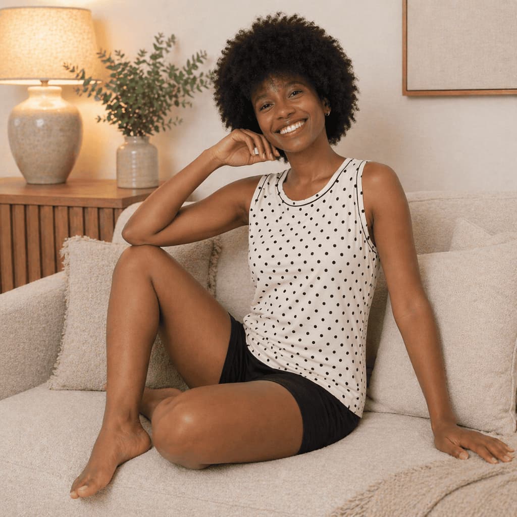 Pijama Feminino Regata com Bermuda em Malha de Algodão Confortável Fresquinho Verão
