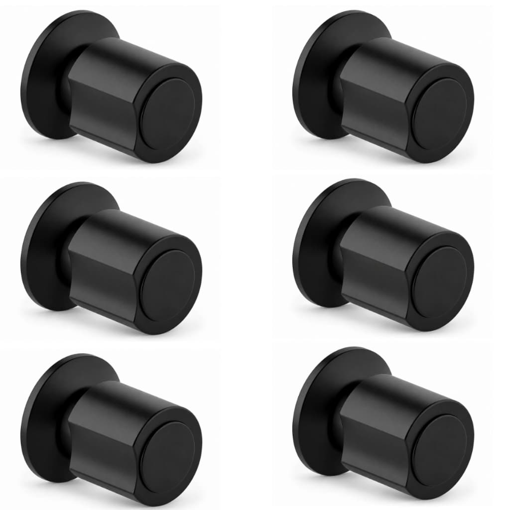 Kit 6 Acabamento de Registro C-40 Preto Padrão Deca 16 Estrias para Chuveiro Pressão e Gaveta