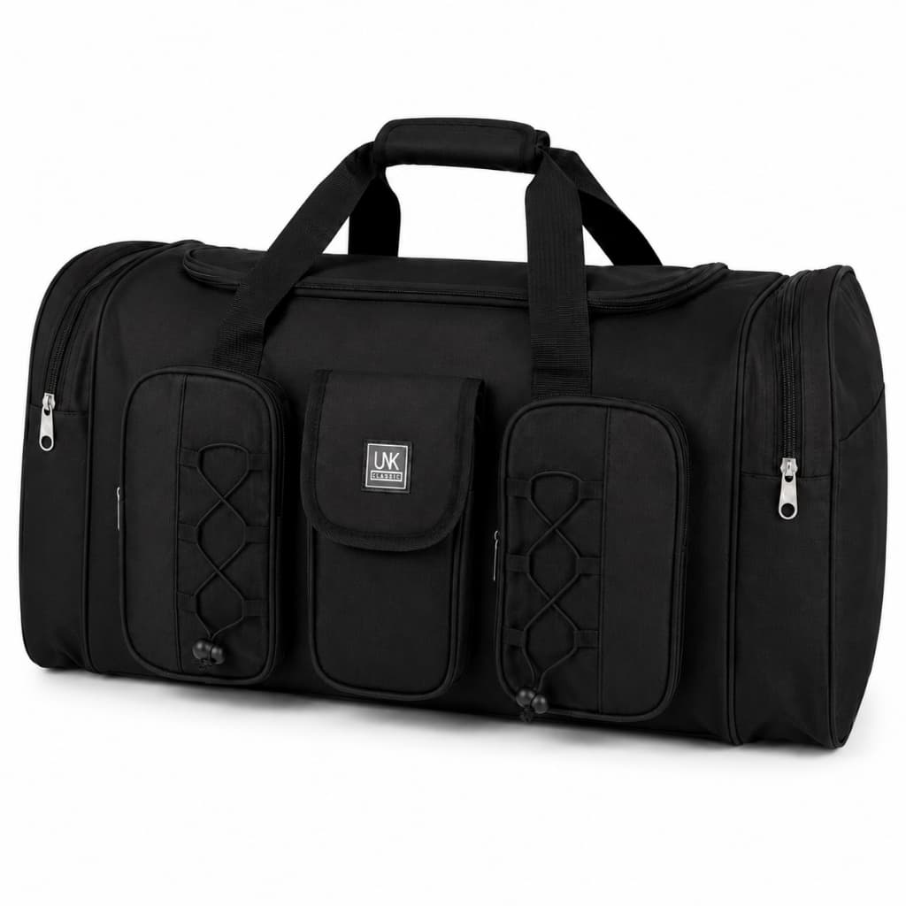Bolsa de Viagem Grande 60L com Alça Tiracolo Removível 6 Compartimentos Bolsos com Zíper em Poliéster