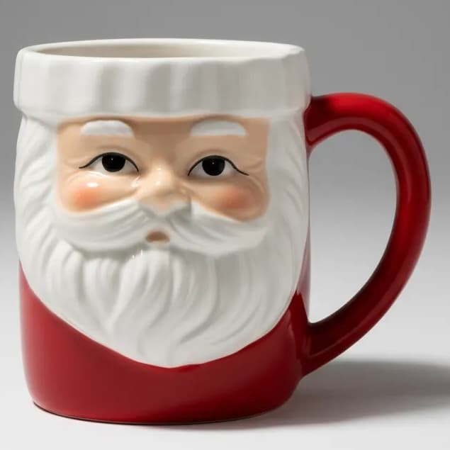 Caneca Papai Noel 3D em Cerâmica 350ml | Caneca Natalina Criativa para Café, Chá e Presente de Natal