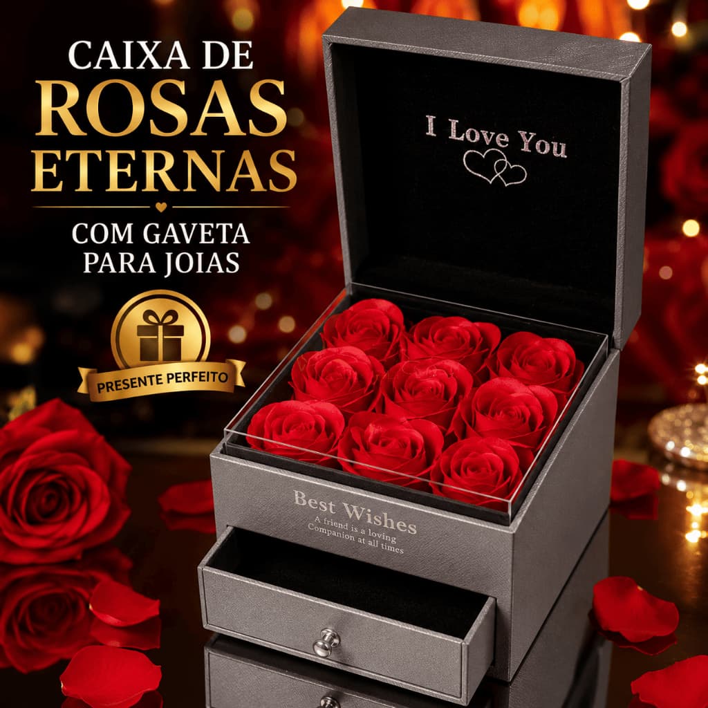 Porta Joias Luxo Com Gaveta Rosas Decorativas Organizador De Anéis Colares Brincos Romântico