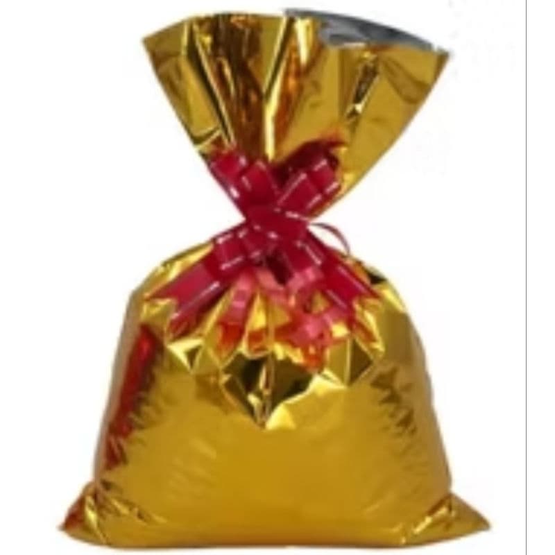10  Sacos de Presente  Metalizado 20x29  com Laço