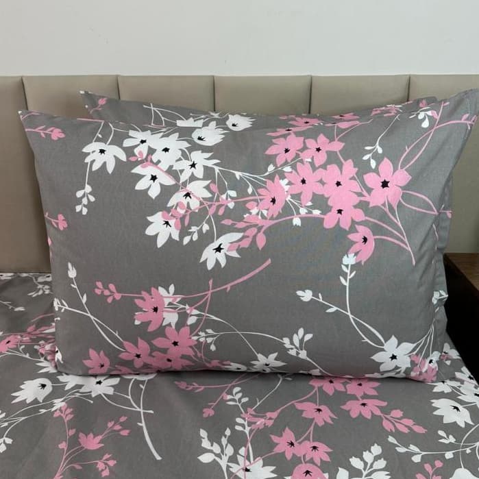 Par De Fronha Decoração Cerejeira C/ Zíper Algodão Kit 2 Peças 70x50 Estampado Percal 180 Fios