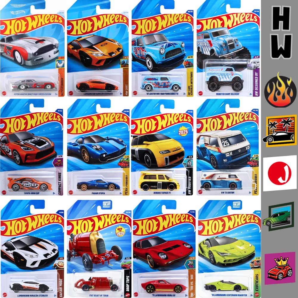 HOT WHEELS LAMBORGHINI HURACAN  TOYOTA GR CUP PAGANI UTOPIA FIAT BEAST OF TURIN ASTON MARTIN 1/64