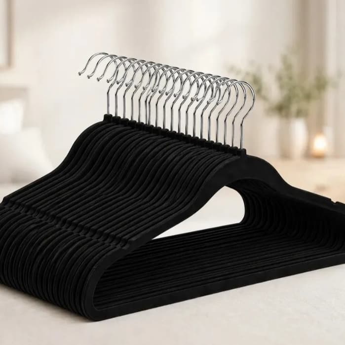 Cabide Flocado De Veludo Antiderrapante Kit Com 3 Unidades