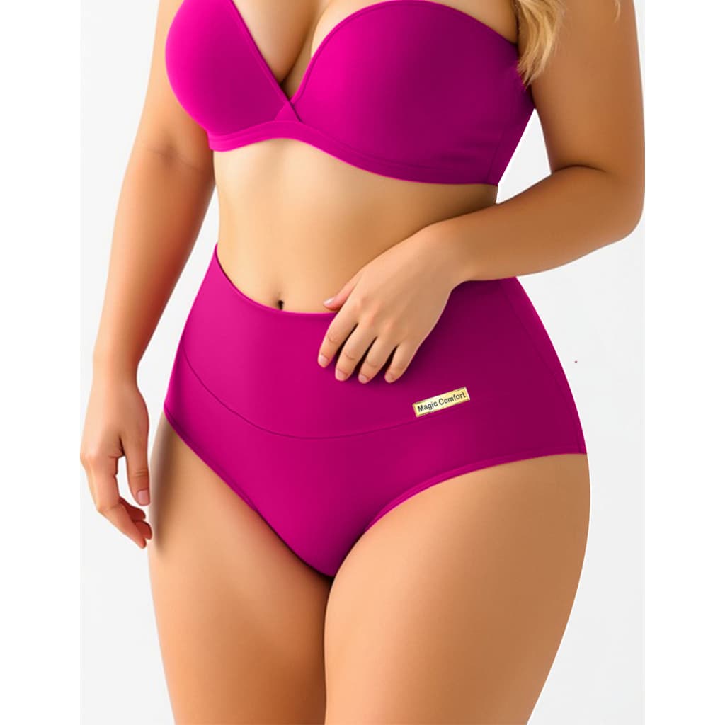 Kit 5 Calcinha Cós Alto Modeladora Cós Duplo Microfibra Confortável Magic Confecção Promoção